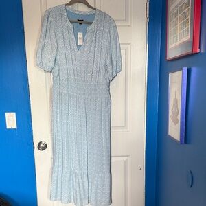 Ann Taylor Factory Sky Blue Patterned Maxi Dress
